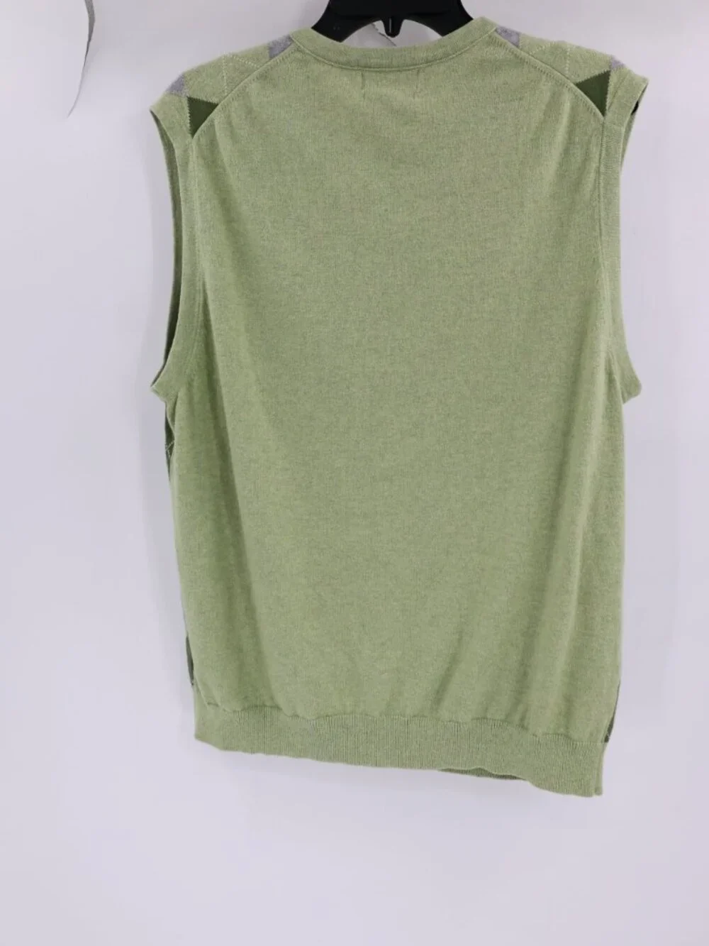 Banana Republic Sweater Vest Men Large cotton Cashmere Green Argyle Vneck Preppy